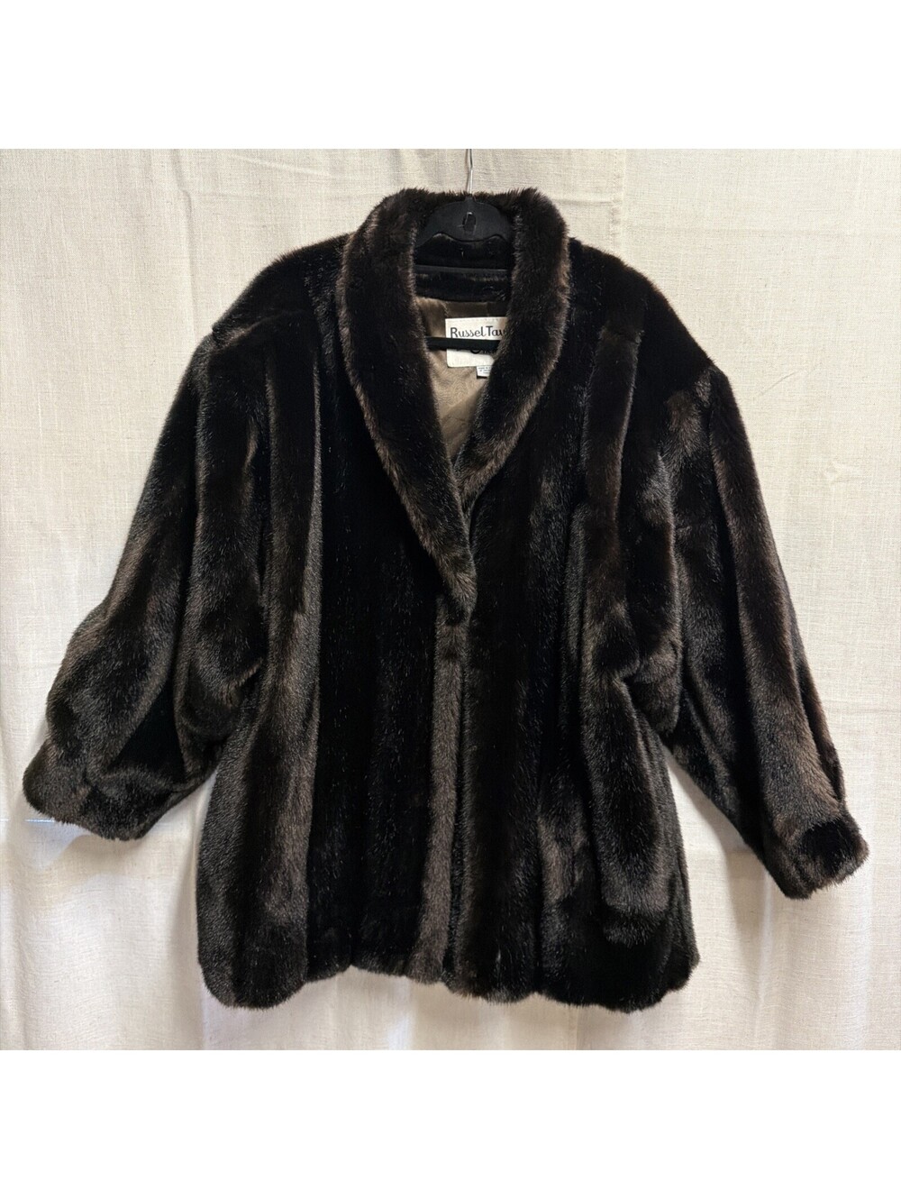 Russel Taylor Womens Brown Couture Helene Of Brussels Faux Fur Jacket